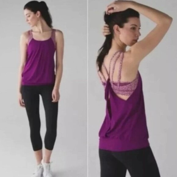Lululemon Nouveau Limits Tank Top in Miss Mosaic Peach Fuzz Regal Plum - Picture 2 of 9